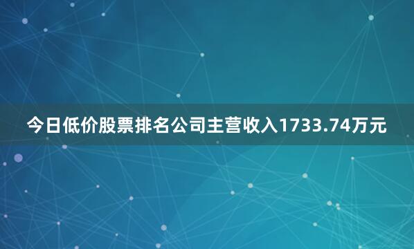 今日低价股票排名公司主营收入1733.74万元